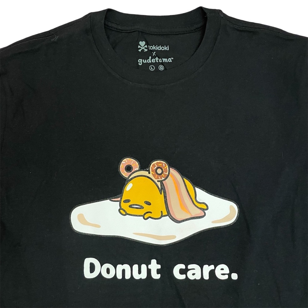 NEW Tokidoki x Gudetama Donut Care Cute Lazy Egg Black T-Shirt Men Large Tee NWT